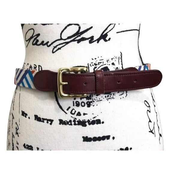 Tucker Blair Belt Handstitched Needlepoint Colorful Size 32 - Picture 1 of 6